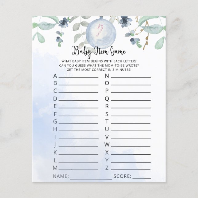 冬のベビーアイテムゲーム。赤ちゃんシャワーゲーム (正面)