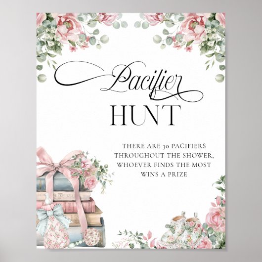 冬のベビーガールシャワーおしゃぶり狩りゲーム ポスター (正面)