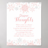 冬のベビーガールシャワースノーフレークおむつ思考 ポスター (正面)