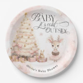 冬のベビーガールディアベビーシャワー紙プレート ペーパープレート (正面)