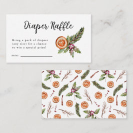 冬のベビーシャワーおむつラッフルチケット エンクロージャーカード