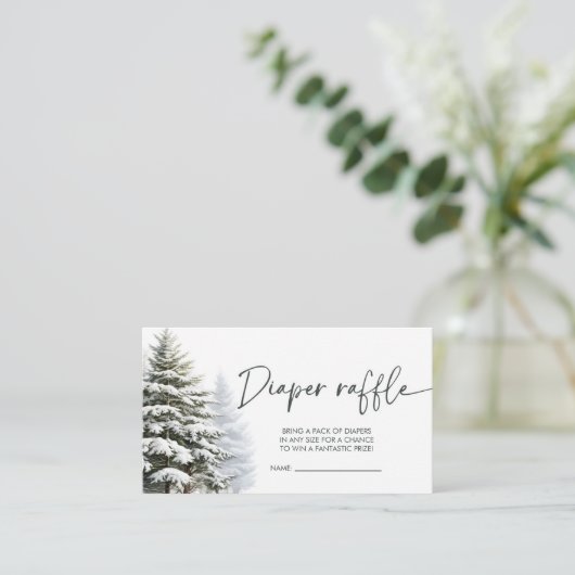 冬のベビーシャワーおむつラッフルチケット エンクロージャーカード (スタンド正面)