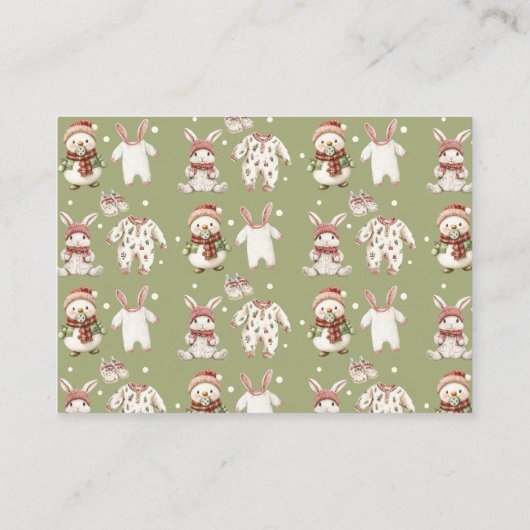 冬のベビーシャワーのかわいいオムツラッフルチケット エンクロージャーカード (裏面)