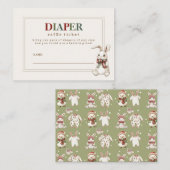 冬のベビーシャワーのかわいいオムツラッフルチケット エンクロージャーカード (正面/裏面)
