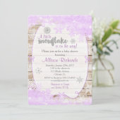 冬のベビーシャワーの招待の紫色および銀 招待状 (スタンド正面)