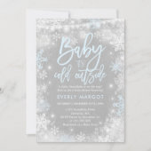 冬のベビーシャワーの招待状の素朴な冬のシャワー 招待状 (正面)