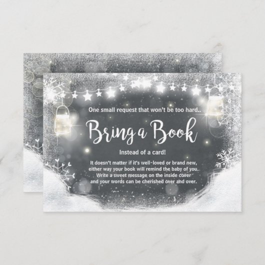 冬のベビーシャワーは本の雪に素朴な暗闇を持って来ます エンクロージャーカード (正面/裏面)