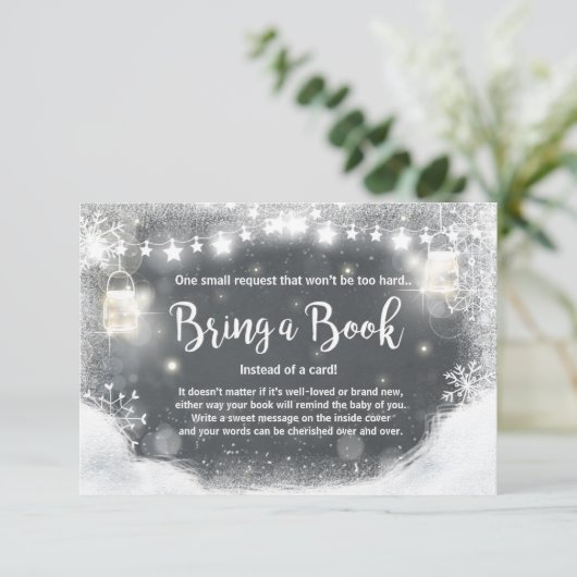 冬のベビーシャワーは本の雪に素朴な暗闇を持って来ます エンクロージャーカード (スタンド正面)