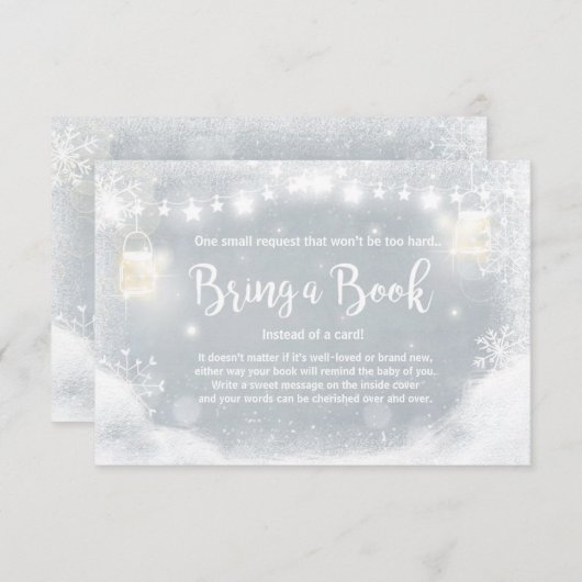 冬のベビーシャワーは本の雪に素朴な灰色を持って来ます エンクロージャーカード (正面/裏面)