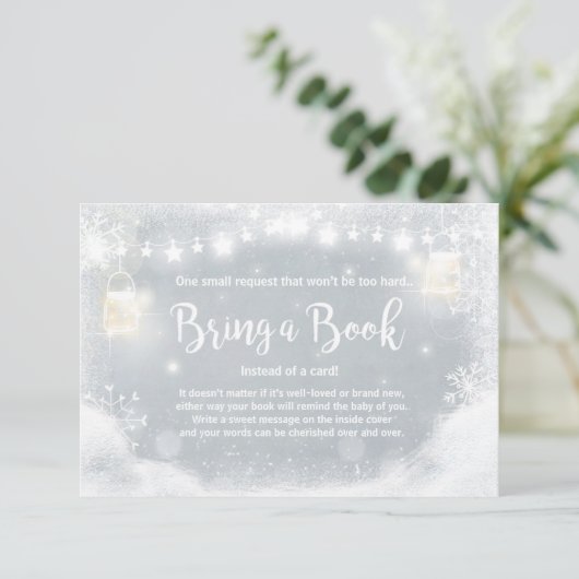 冬のベビーシャワーは本の雪に素朴な灰色を持って来ます エンクロージャーカード (スタンド正面)
