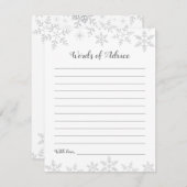 冬のベビーシャワーアドバイスカードシルバースノーフレーク エンクロージャーカード (正面/裏面)