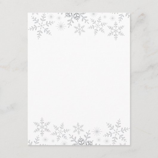 冬のベビーシャワーアドバイスカードシルバースノーフレーク エンクロージャーカード (裏面)