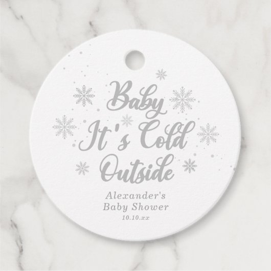 冬のベビーシャワーグッズ Baby It's Cold Outside フェイバータグ (正面)