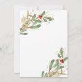 冬のベビーシャワーバイメール招待状金ゴールドホリー 招待状 (裏面)