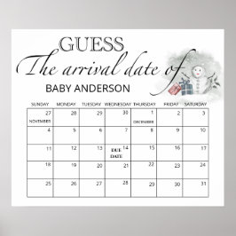 冬のベビーシャワー出産予定日当てクイズカレンダー ポスター