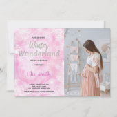 冬のベビーシャワー招待状グリッターと写真 招待状 (正面)