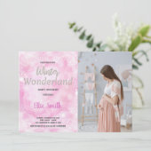 冬のベビーシャワー招待状グリッターと写真 招待状 (スタンド正面)