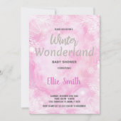 冬のベビーシャワー招待状グリッターシルバー 招待状 (正面)