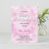 冬のベビーシャワー招待状グリッターシルバー 招待状 (スタンド正面)