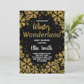 冬のベビーシャワー招待状ゴールデンブラック 招待状 (スタンド正面)