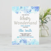 冬のベビーシャワー招待状シルバーグリッター 招待状 (スタンド正面)