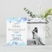 冬のベビーシャワー招待状シルバーフォト 招待状 (スタンド正面)