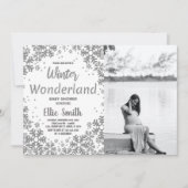 冬のベビーシャワー招待状シルバーフォト 招待状 (正面)