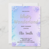 冬のベビーシャワー招待状パープルグリッター 招待状 (正面)