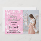 冬のベビーシャワー招待状ピンク写真 招待状 (正面)