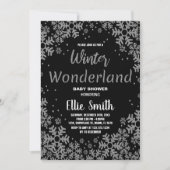 冬のベビーシャワー招待状ブラックシルバー 招待状 (正面)
