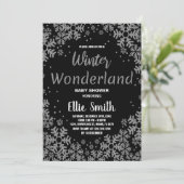 冬のベビーシャワー招待状ブラックシルバー 招待状 (スタンド正面)