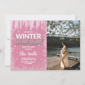 冬のベビーシャワー招待状氷のグリッター写真 招待状 (正面)