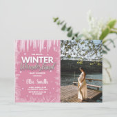 冬のベビーシャワー招待状氷のグリッター写真 招待状 (スタンド正面)