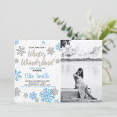 冬のベビーシャワー招待状白写真 招待状 (スタンド正面)