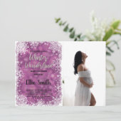 冬のベビーシャワー招待状紫の写真 招待状 (スタンド正面)