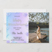 冬のベビーシャワー招待状紫（写真あり） 招待状 (正面)