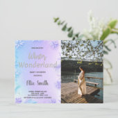 冬のベビーシャワー招待状紫（写真あり） 招待状 (スタンド正面)