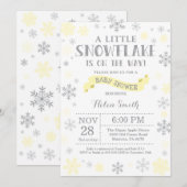 冬のベビーシャワー招待状黄色い雪片 招待状 (正面/裏面)