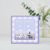 冬のベビーシャワー招待状　キツネ　ウサギ　鹿 招待状 (スタンド正面)