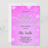 冬のベビーシャワー招待状 ゴールド ピンク 招待状 (正面)