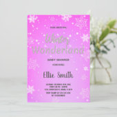 冬のベビーシャワー招待状 ゴールド ピンク 招待状 (スタンド正面)