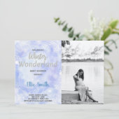 冬のベビーシャワー招待状 シルバー 写真付き 招待状 (スタンド正面)