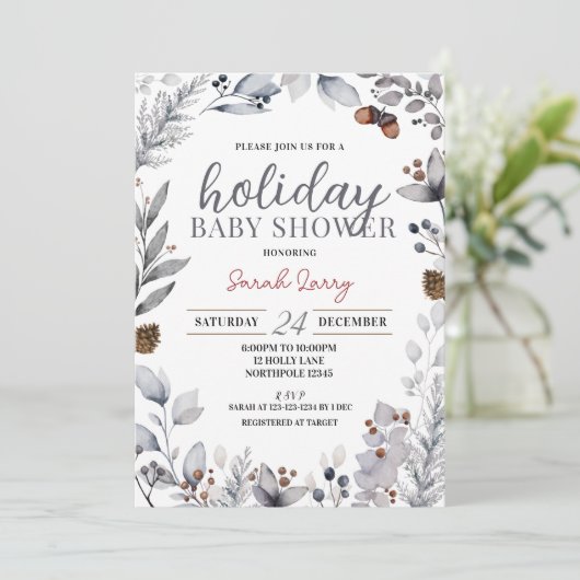 冬のベビーシャワー招待状、ホリデーシャワー 招待状 (スタンド正面)