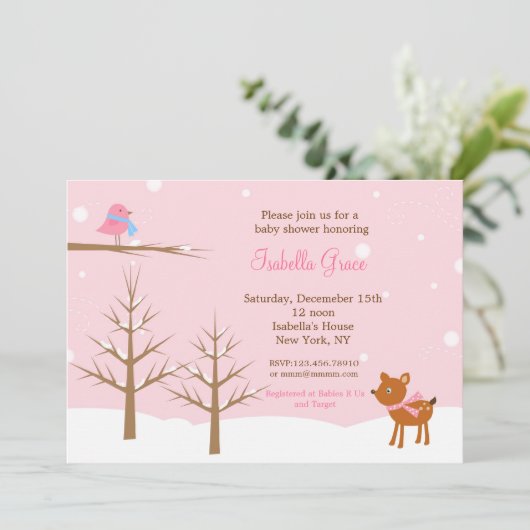 冬のベビーシャワー招待状 招待状 (スタンド正面)