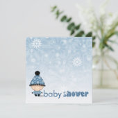 冬のベビーシャワー招待状 雪の結晶と赤ちゃん 招待状 (スタンド正面)