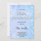 冬のベビーシャワー招待状 青 銀 招待状 (正面)