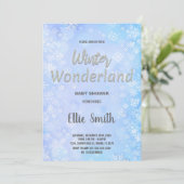 冬のベビーシャワー招待状 青 銀 招待状 (スタンド正面)