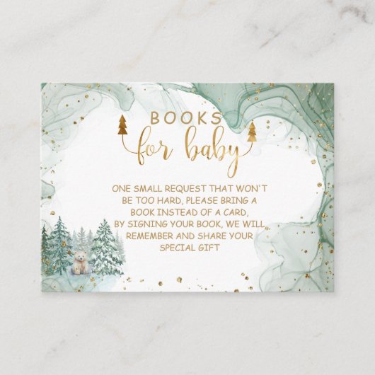 冬のベビーシャワー用の本 エンクロージャーカード (正面)