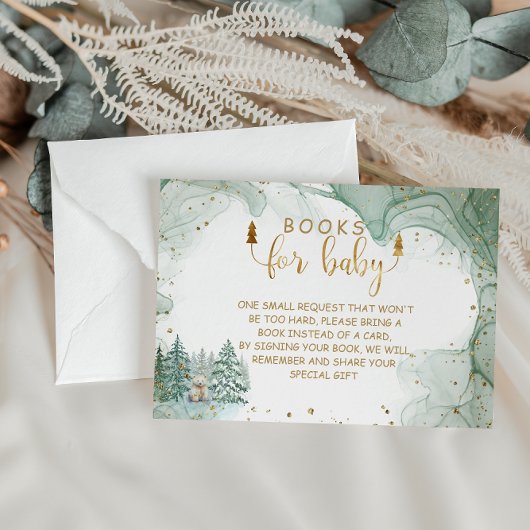冬のベビーシャワー用の本 エンクロージャーカード
