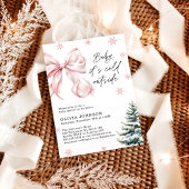 冬のベビーシャワー、ピンクのリボン It's Cold Outside 招待状